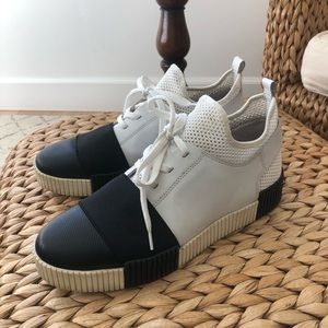 Marc Fisher white and black sneakers